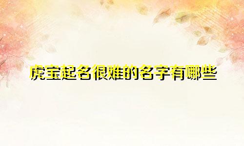 虎宝起名很难的名字有哪些