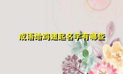 成语给鸡翅起名字有哪些