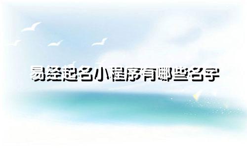 易经起名小程序有哪些名字