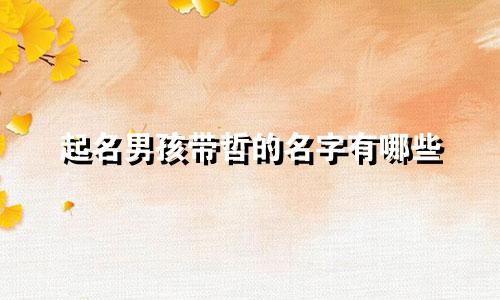 起名男孩带哲的名字有哪些