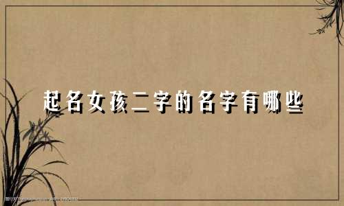 起名女孩二字的名字有哪些