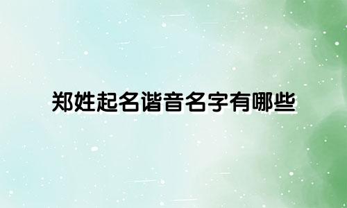 郑姓起名谐音名字有哪些