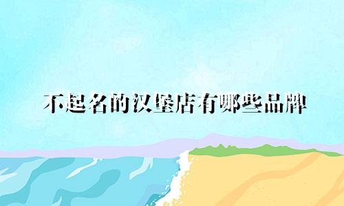 不起名的汉堡店有哪些品牌