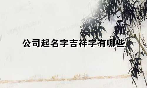 公司起名字吉祥字有哪些