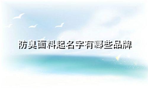 防臭面料起名字有哪些品牌
