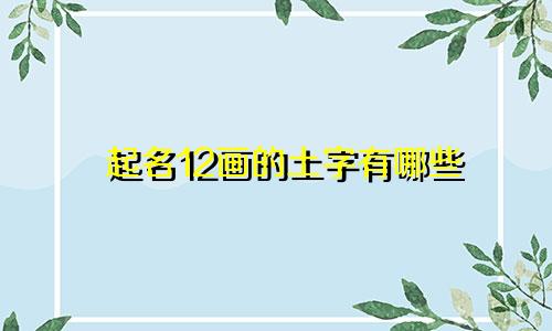起名12画的土字有哪些