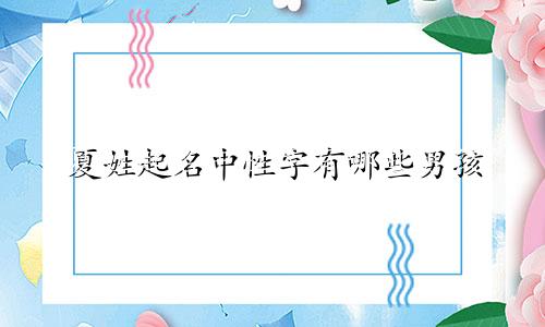 夏姓起名中性字有哪些男孩