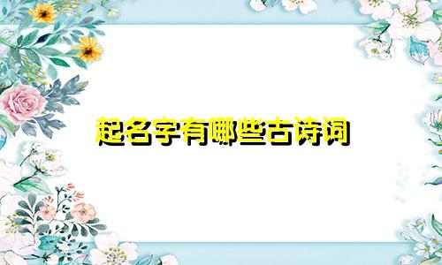 起名字有哪些古诗词