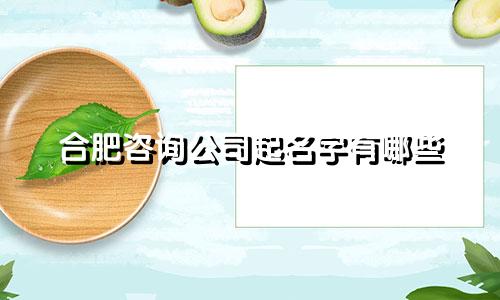 合肥咨询公司起名字有哪些
