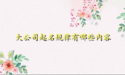 大公司起名规律有哪些内容
