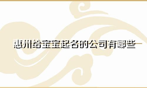 惠州给宝宝起名的公司有哪些