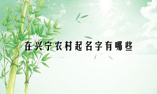 在兴宁农村起名字有哪些