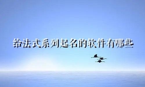 给法式系列起名的软件有哪些