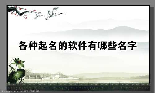 各种起名的软件有哪些名字