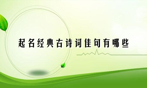 起名经典古诗词佳句有哪些
