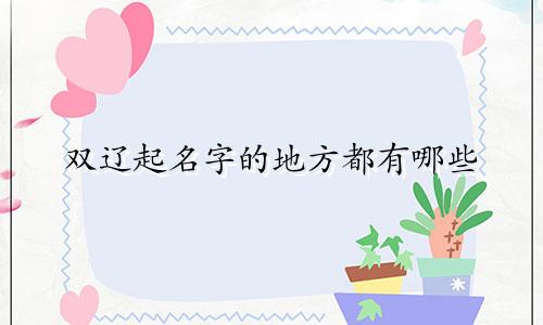 双辽起名字的地方都有哪些
