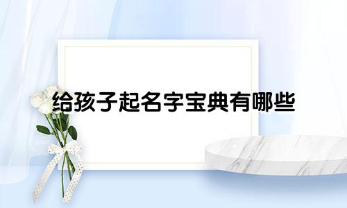 给孩子起名字宝典有哪些