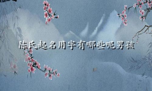 陈氏起名用字有哪些呢男孩