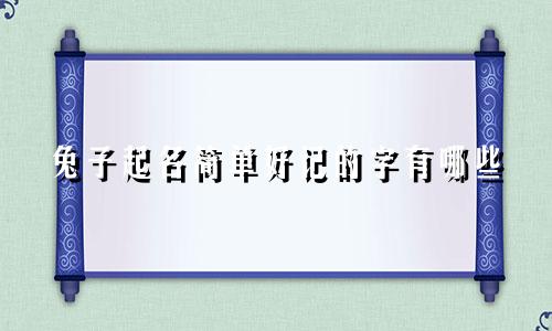 兔子起名简单好记的字有哪些