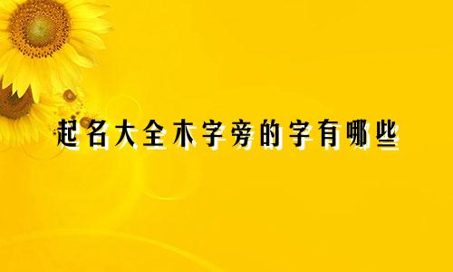 起名大全木字旁的字有哪些