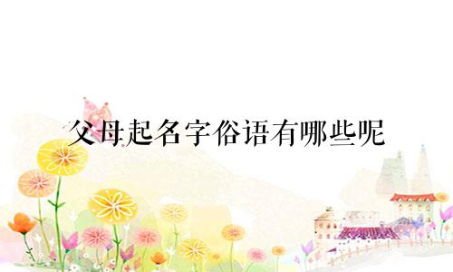 父母起名字俗语有哪些呢