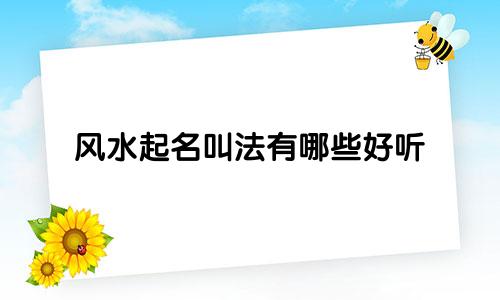 风水起名叫法有哪些好听