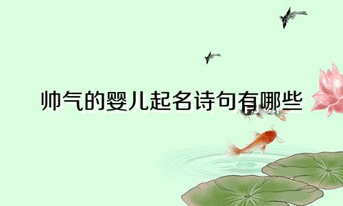 帅气的婴儿起名诗句有哪些