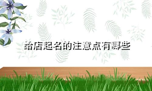 给店起名的注意点有哪些