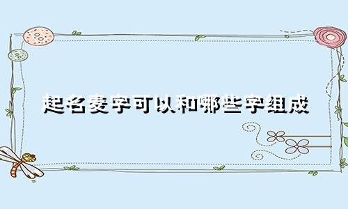 起名麦字可以和哪些字组成