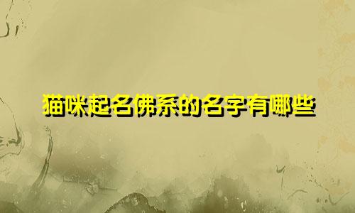 猫咪起名佛系的名字有哪些