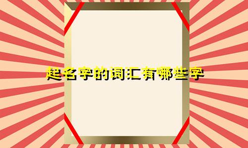 起名字的词汇有哪些字