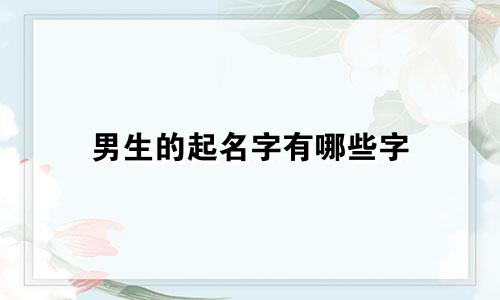 男生的起名字有哪些字