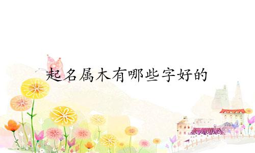 起名属木有哪些字好的