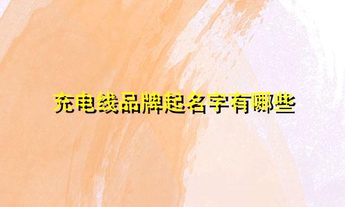 充电线品牌起名字有哪些