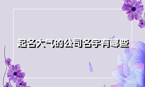 起名大气的公司名字有哪些