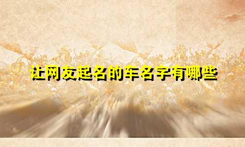 让网友起名的车名字有哪些