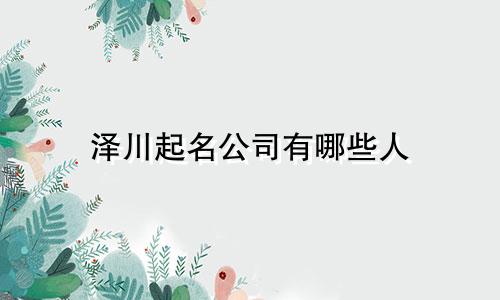 泽川起名公司有哪些人