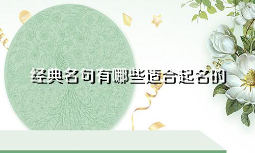 经典名句有哪些适合起名的