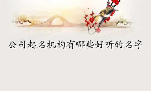 公司起名机构有哪些好听的名字