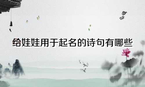 给娃娃用于起名的诗句有哪些