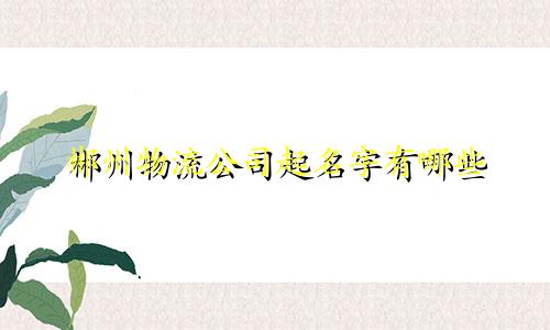 郴州物流公司起名字有哪些