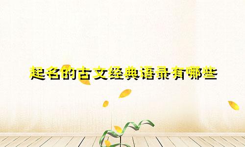 起名的古文经典语录有哪些