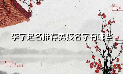 李字起名推荐男孩名字有哪些