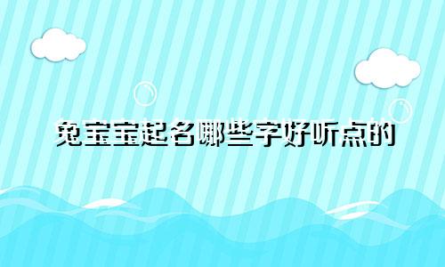 兔宝宝起名哪些字好听点的