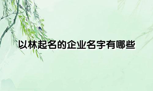 以林起名的企业名字有哪些