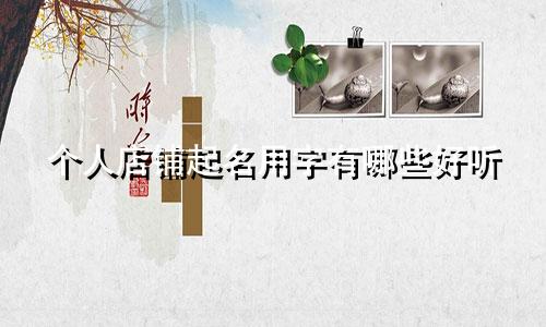 个人店铺起名用字有哪些好听