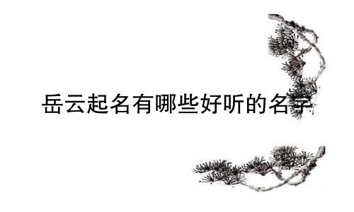 岳云起名有哪些好听的名字