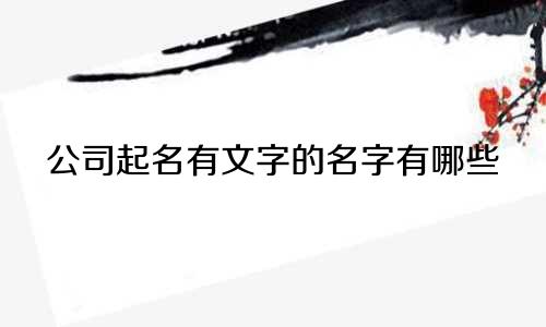公司起名有文字的名字有哪些
