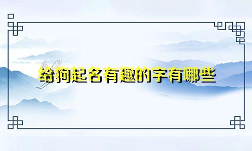 给狗起名有趣的字有哪些