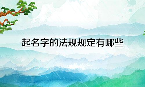 起名字的法规规定有哪些